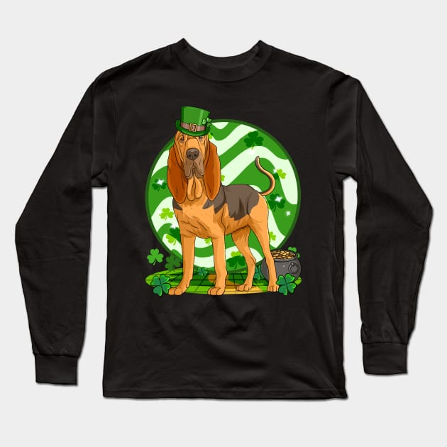 Bloodhound Dog St Patricks Day Leprechaun Long Sleeve T-Shirt by Noseking